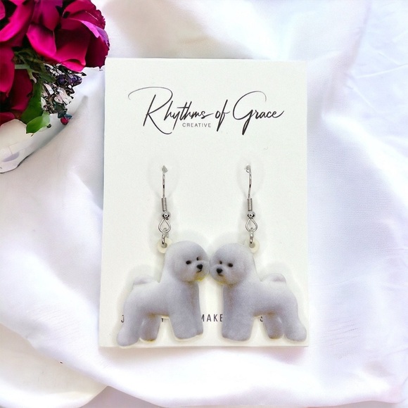 Bichon Bliss: Adorable Handmade Dangle Earrings for Dog Moms & Furbaby Lovers! - Picture 5 of 10